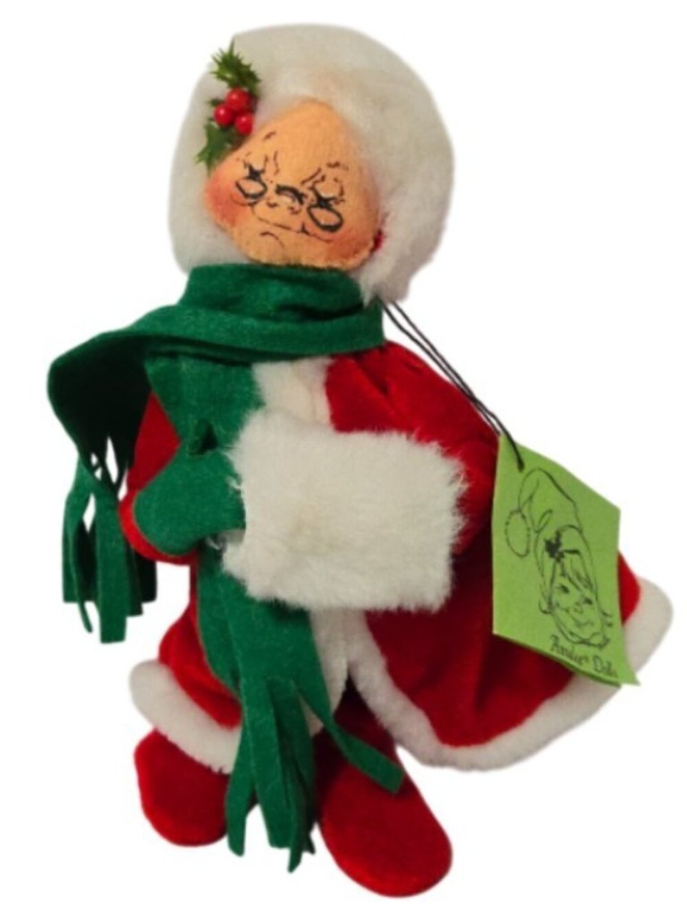 Vintage NWT Annalee Dolls 1963 Mrs Claus Eyes Closed with Muff Christmas Decor